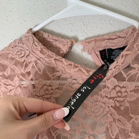 NWT Fitted Fire Los Angeles Lacy Pink Dress Size L - Picture 8 of 8
